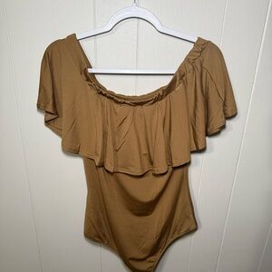 Dasbayla Women’s Off the Shoulder with Ruffle Bodysuit L